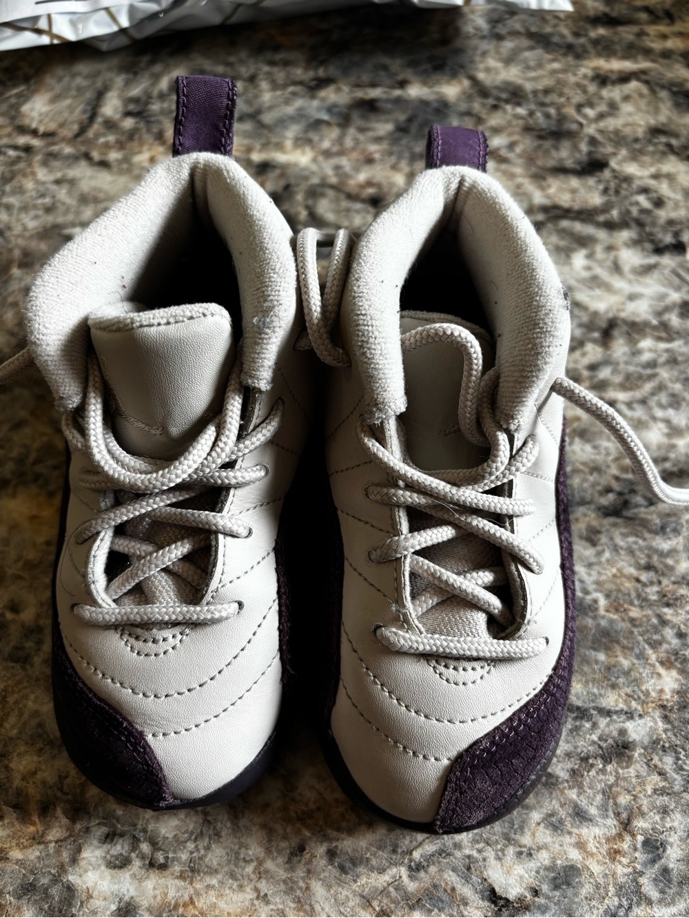 Jordan Cream and Purple Lace-Up Toddler Sneakers